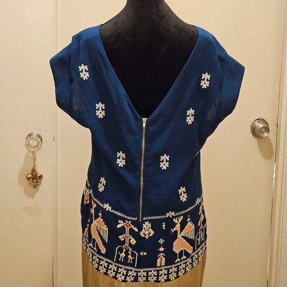 Floreat by Anthropologie Shift Dress, Cap Sleeves Aztec Pattern Size 12 - Picture 7 of 12